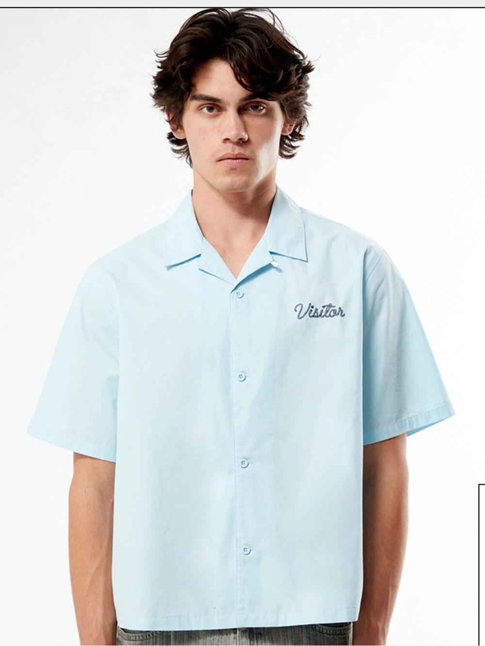 Pacsun Embroidered Light Blue Short-Sleeve Camp Shirt size L
